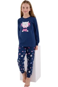 Resim Rolypoly Rp3696-2 Kız Çocuk Kışlık İkili Pijama Takım Koyu İndigo 