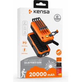 Resim Kensa 20000 Mah Solar Powerbank Güneş Enerjili Taşınabilir Şarj Cihazı - Dahili Kablolu, Hızlı Şarj, Outdoor Uyumlu 