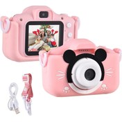Resim NARGO Mini Çocuk Dijital Fotoğraf Makinesi ve Video Kamera Çift Kameralı Full Hd Figürlü Koruma Kılıflı 