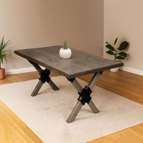 Resim Doğal Ağaç Masif Kütük Masa 60cm x 90cm (Ağaç Ayak) 