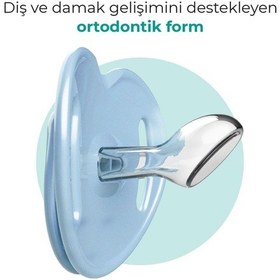 Resim Mamajoo Ortodontik Emzik Seti 12 Ay+ Powder Blue | İkili, Silikon, Damaklı | Sterilizasyon & Saklama Kabı 