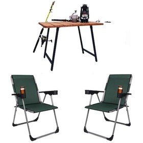 Resim Alin Metal 2''li Lüks Bardaklı Kamp Sandalyesi Ve Masa Set Yeşil Yeşil 