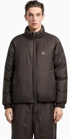 Resim Erkek%100 Ördek Tüyü Dik Yaka Şişme Fermuarlı Çift Taraflı Kahverengi Mont EM003275 AF18078-U8120 
