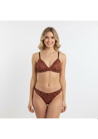 Resim Bonbon Kadın Balensiz Desteksiz Üçgen Bralet Sütyen Ve String Külot 2'li Takım Bb2267 Neon Leopar 