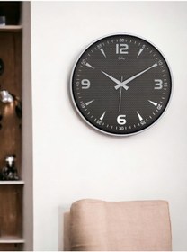 Resim Galaxy 717-g-2 Serisi Klasik Rakamlı Metal Görünümlü Sessiz Akar Modern Duvar Saati 40 Cm Gümüş - Siyah 