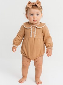 Resim Motebarn Wear Kız Bebek Varşova Soft Body Bandanalı Kahverengi 