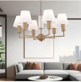 Resim Ellery 6'lı Eskitme Beyaz Şapkalı Modern Plafonyer Genç Odası Yatak Odası Retro Salon Avize Beyaz 