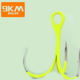 Resim 10'lu Treble Kancalar - Keskin Uçlu Ağır Hizmet Üçlü Kancalar, UV Korumalı Yeşil Kaplama, Tatlı Su Balıkçılığı ve Buz Balıkçılığı için 