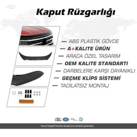 Resim Ack Dizayn Volkswagen Caddy 2011-2014 Araca Özel Kaput Rüzgarlığı A+ Pianoblack (4mm) Kalın 