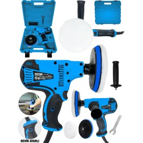 Resim Daflong Tam Profesyonel 6 Kademe Devir Ayarlı 125 mm Zımpara Araba Pasta Cila Polisaj Makinesi-Mavi 
