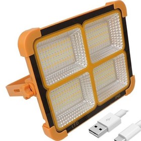 Resim Güneş Enerjili İkaz Lambalı Portatif Led Projektör 100 Watt 