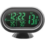 Resim Hombey Araç Voltmeter Termometre Saat Kombinasyonu - Dış/iç Sıcaklık Ölçer, 12/24 Saat Formatı, Yeşil/turuncu Işık Tuwal Pil Dahil 1 Adet 