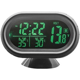 Resim Hombey Araç Voltmeter Termometre Saat Kombinasyonu - Dış/iç Sıcaklık Ölçer, 12/24 Saat Formatı, Yeşil/turuncu Işık Tuwal Pil Dahil 1 Adet 