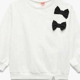 Resim Kız Bebek Şardonlu Uzun Kollu Bisiklet Yaka Fiyonklu Sweatshirt 