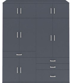 Resim Hyperion Gardrop 5 Raflı 4 Çekmeceli 2 Askılı 176x44x221 Antrasit-antrasit Antrasit 