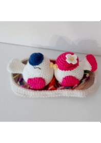 Resim Amigurumi Örgü Oyuncak Sevgili Kuşlar Çok Renkli 