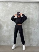 Resim Kadın Pamuklu İçi Polarlı Basic Eşofman Takımı Siyah 