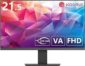 Resim KOORUI 22 inç monitör (Full-HD, Eye-Care, 75Hz yenileme hızı, VA panel teknolojisi, 5 ms tepki süresi, HDMI, VGA, ev ofis) siyah 