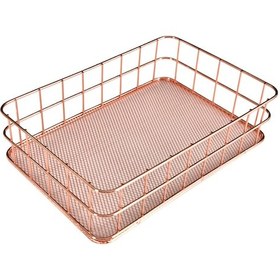 Resim Vkemall Altın Veya Gül Altın Renk Seçenekli Çelik Tel Ofis Dosya Organizatörü 