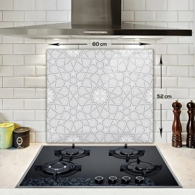 Resim Decorita Selçuklu Motifi Desenli | Cam Ocak Arkası Koruyucu | 52cm x 60cm 