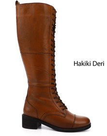 Resim GÖNDERİ(R) Kadın / Kız Taba Antik Fermuarlı Kalın Topuklu Postal Çizme 