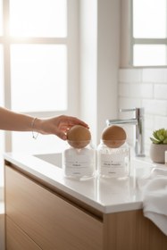 Resim zezedesing Dekoratif Ahşap Top Kapak Pamuk Ve Kulak Pamuğu Kavanozu Kutusu 300ml 