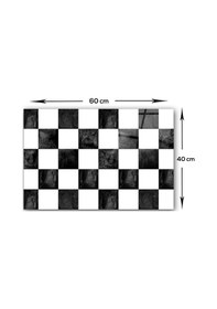 Resim Decorita Cam Ocak Arkası Koruyucu | Damalı Desen | 40cm x 60cm 