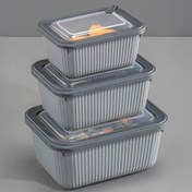 Resim 3'lü Vip Dikdörtgen Mikrodalga Ve Difrize Uygun Saklama Kabı Seti Gri 1x(1750,1050,600 Ml) Vienev