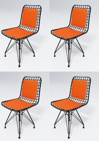 Resim Knsz kafes tel sandalyesi 4 lü mazlum syhtrn sırt minderli ofis cafe bahçe mutfak 