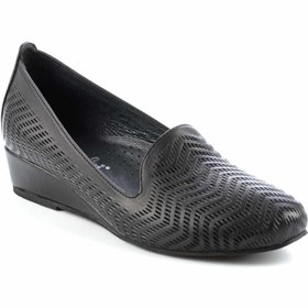 Resim Bambi Siyah Leather Kadın Dolgu Topuklu Ayakkabı K01531180303 