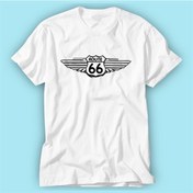 Resim Route66 Beyaz Baskılı Tshirt Modeli 