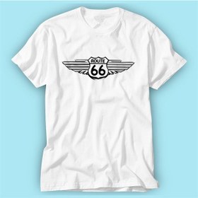 Resim Route66 Beyaz Baskılı Tshirt Modeli 