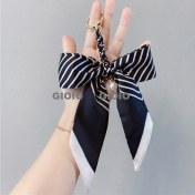 Resim Silver1 Gıoıo Yeni Ipek Eşarp Anahtarlık Kişiselleştirilmiş Inci Papyon Çanta Çekicilik Dokuma Anahtarlık (Yurt Dışından) 