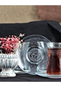 Resim 12 Parça Çay Seti - Paşabahçe Heybeli Antik Desen Şeffaf 