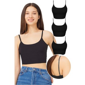 Resim Cottonhill Ayarlanabilir İnce Askılı Lazer Kesim Crop Büstiyer 3'lü Paket-5 Renkli-9 Çok Renkli 