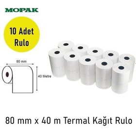 Resim 80x40 Termal Rulo Adisyon Yazarkasa Pos Fiş Bilgi 80 40 Yemek Fişi Termal Rulosu 1paket 10rulo 