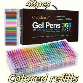 Resim 48 Renkli Jel Kalem Seti - Su Boyası Markerlar, Yetişkin Sanatçılar İçin İdeal, Eskiz ve Taş Sanatı için Mükemmel, Canlı Renkler, Resim Yapımı için Uygun, 14 Yaş ve Üzeri Tavsiye Edilir 