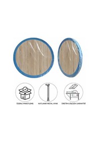 Resim 60 Cm Çap - Ahşap Kaplama Katlanabilir Yer Sofrası - Oyun Masası - 21 Cm Yükseklik Atlantik - Çam 