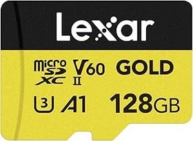 Resim Lexar GOLD 128GB Mikro SD Kart, microSDXC UHS-II Bellek Kartı, V60, U3, A1, C10 microSD Kart, 280MB/s'ye kadar Okuma, Drone/Aksiyon Kamerası/UHS-II Taşınabilir Oyun Cihazı için (LMSGOLD128G-BNNNG) 
