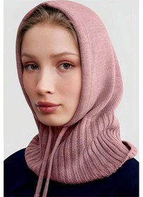 Resim Uniquetrenders Balaclava Fitilli Triko Örgü Bere Başlık Pudra 