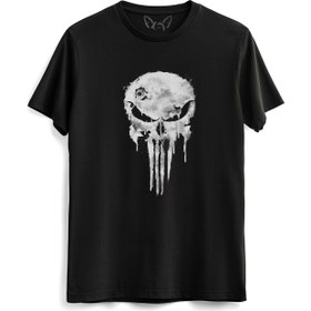 Resim Alfa Tshirt Punisher Dijital Baskılı Çocuk Siyah Tshirt 