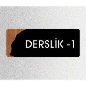 Resim zafrakreklam Ofis -Kapı İsimliği, Yönlendirme levhası 26X10Cm - DERSLİK 1 
