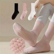 Resim 3 Çift Kadın Kısa Yoga Çorapları, Orta Tüp, Düz Renk, Kaymaz Silikon, 75% Polyester 20% Elastan 4% Akrilik 1%, Yan Şeridi ile, Elde Yıkanabilir veya Profesyonel Kurutma, Kadınlar için Fitness ve Spor, Tüm Mevsimler 