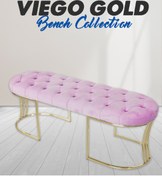 Resim VİEGO GOLD PEMBE-Kapitoneli Model Puf&Bench&Koltuk-Oturak-Uzun Makyaj Puff-Yatak Odası Ucu&Önü 