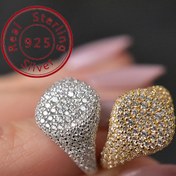 Resim S925 Tam Zirkonyalı Temiz Gümüş Halka, Benzersiz Tasarım, 3.0 gram, Kadınlar için Günlük Ulaşım, Partiler ve Tatil Hediyeleri için Mükemmel, Siyah Kutu Dahil. 
