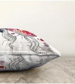 Resim RealHomes Fashion Girl Şapka Çift Taraflı Özel Tasarım Dijital Baskılı Raşel Örme Kırlent Kılıfı, Sonil-K-5078-55x55cm 
