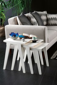 Resim Enza Home Lora Zigon Sehpa - Beyaz 