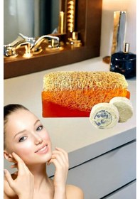 Resim 2'li Doğal Yüz Bakım Pırıltı Parlatıcı Peeling Sivilce Akne Leke Temizleme Kabak Lifli Ballı Set 