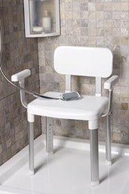 Resim Prima Nova Cappadocia Paslanmaz Alüminyum Sırt ve Kol Destekli Yaşlı Engelli Banyo Sandalyesi (130 KG Kapasite) 
