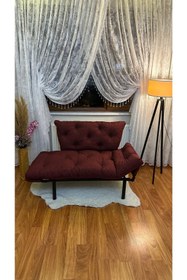 Resim MODERN Ikili Yataklı Kanepe Tekli 2'li Çift Kişilik Koltuk Ev Ofis Balkon Teras Kanepesi - Bordo 